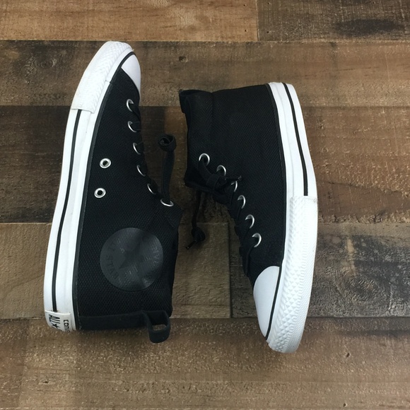 Converse Black Canvas Slip-On Mid-Top Sneakers - Picture 2 of 8